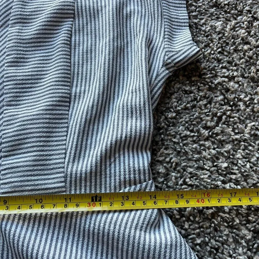 Monteau LA Blouse White Blue Women L Striped Summer Babydoll Feminine Going Out - Picture 5 of 7